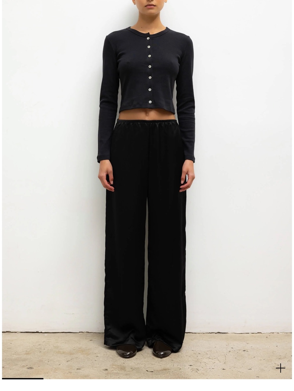 LESET Barb Black Wide-Leg Satin Pants - size small - like new